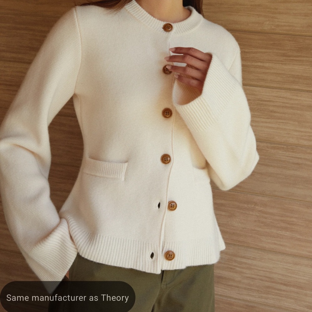 kourt Averie Wool-Cashmere Cardigan Cream